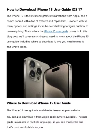 how to download iphone 15 user guide ios 17