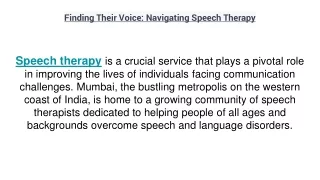 Finding Their Voice: Navigating Speech Therapy