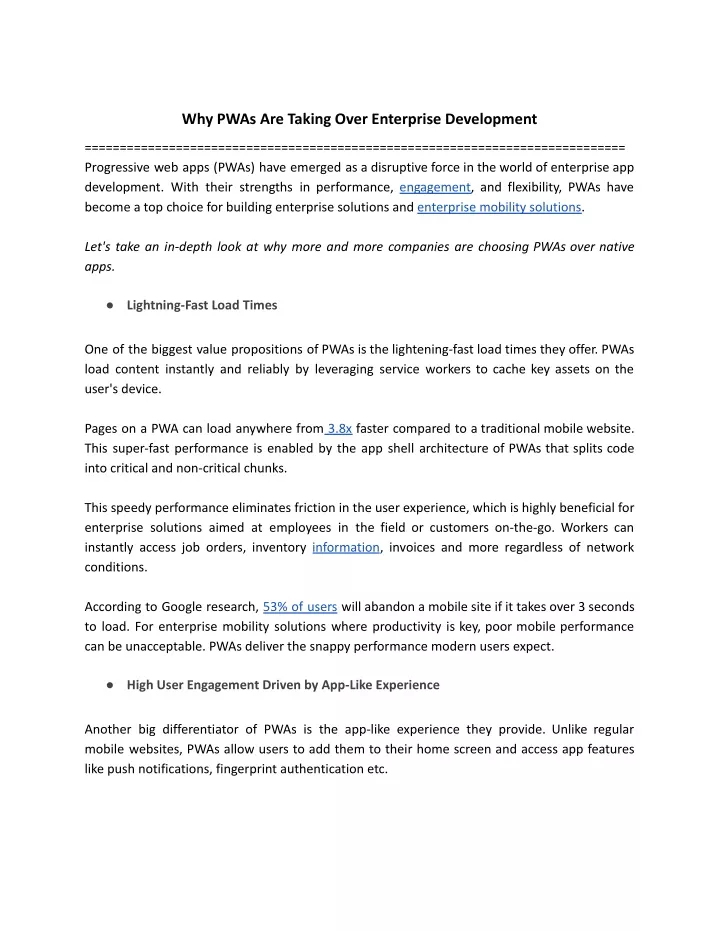 why pwas are taking over enterprise development