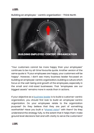 Building an employee  centric organisation Think North