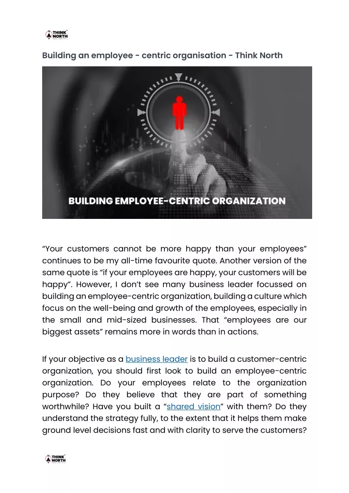 building an employee centric organisation think