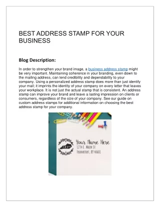 Best Address Stamp For Your Business