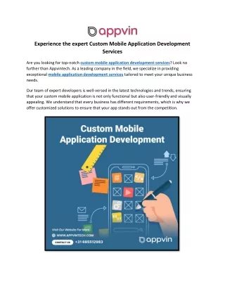Get the Best Custom Mobile Application Development Services | Appvintech