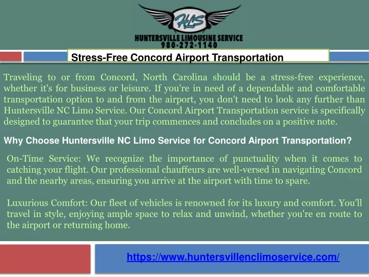 stress free concord airport transportation