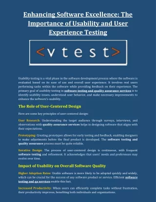 Enhancing Software Excellence- The Importance of Usability and User Experience Testing