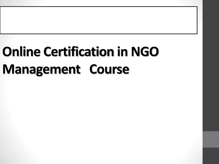 online certification in ngo management course