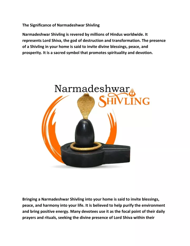 the significance of narmadeshwar shivling
