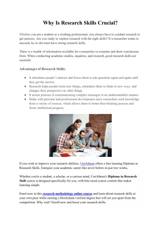 why is research skills crucial