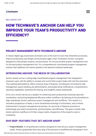 How Techwave's Anchor Can Help You Improve Your Team's Productivity and Efficiency_