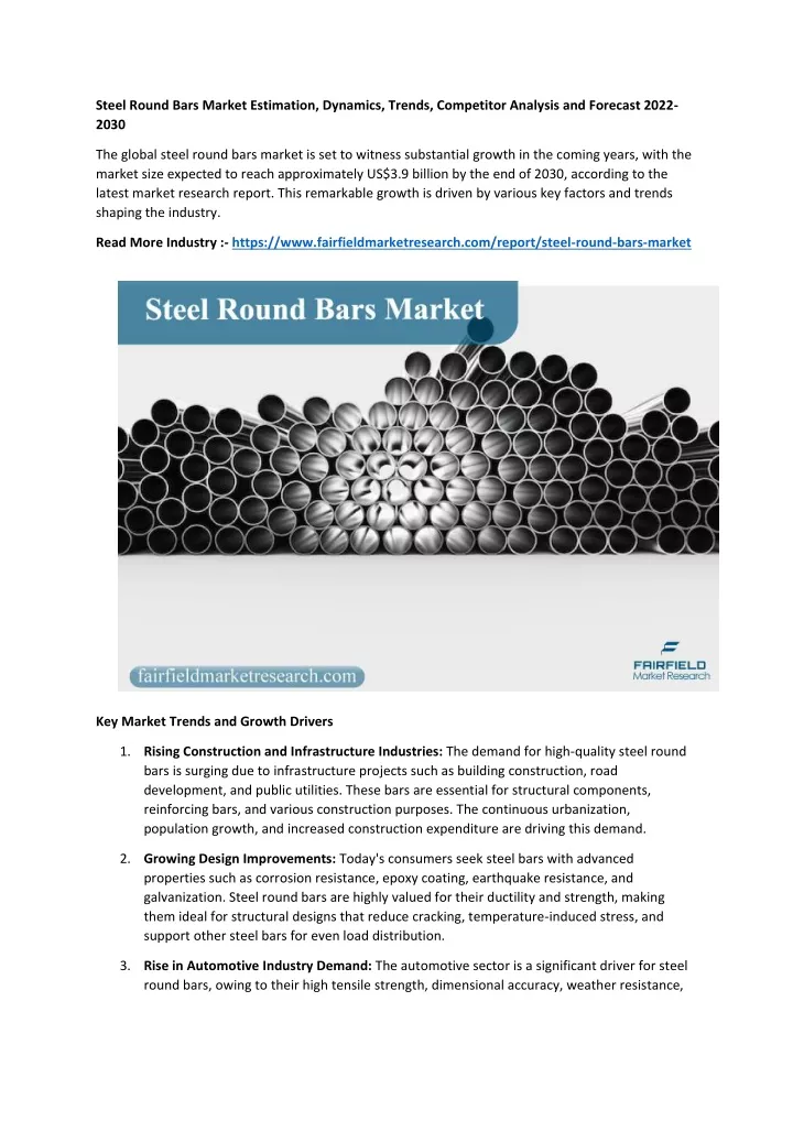 steel round bars market estimation dynamics