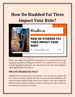 How Do Studded Fat Tires Impact Your Ride?