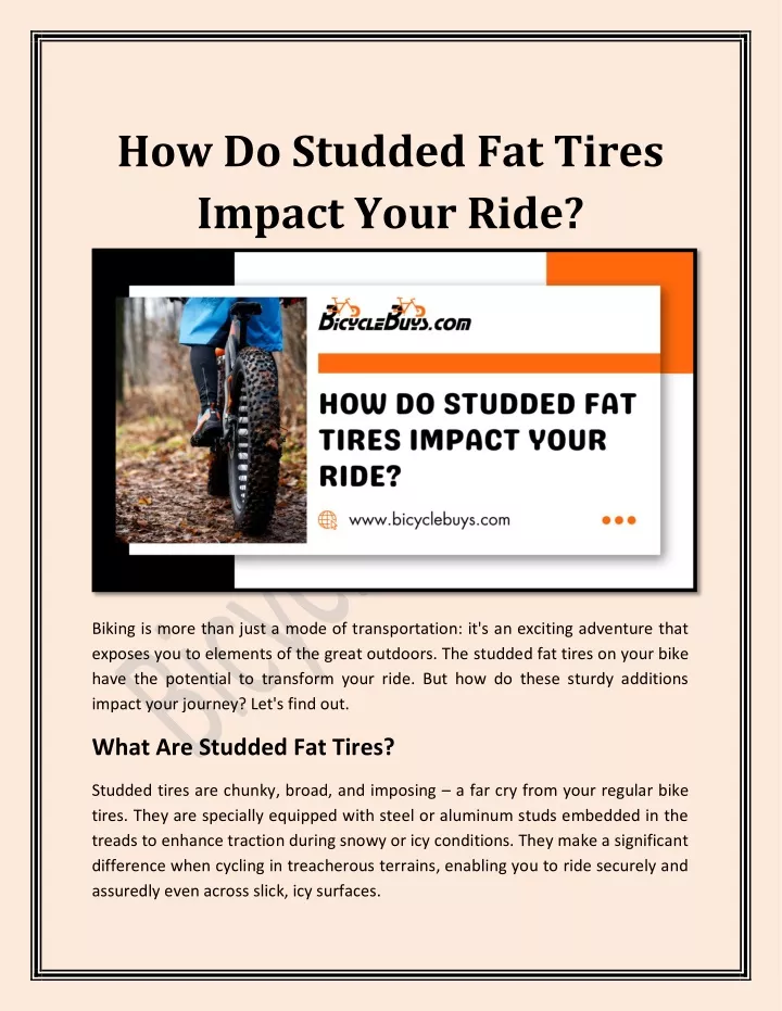 how do studded fat tires impact your ride