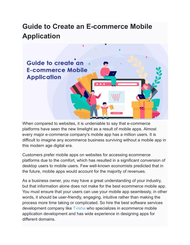 guide to create an e commerce mobile application