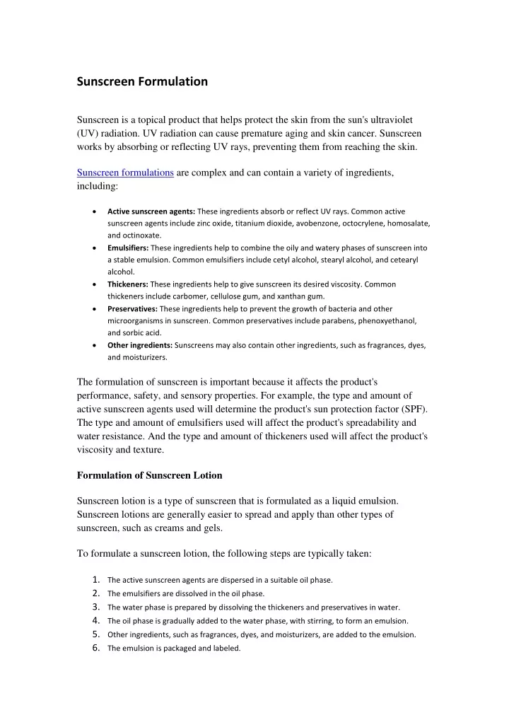 sunscreen formulation