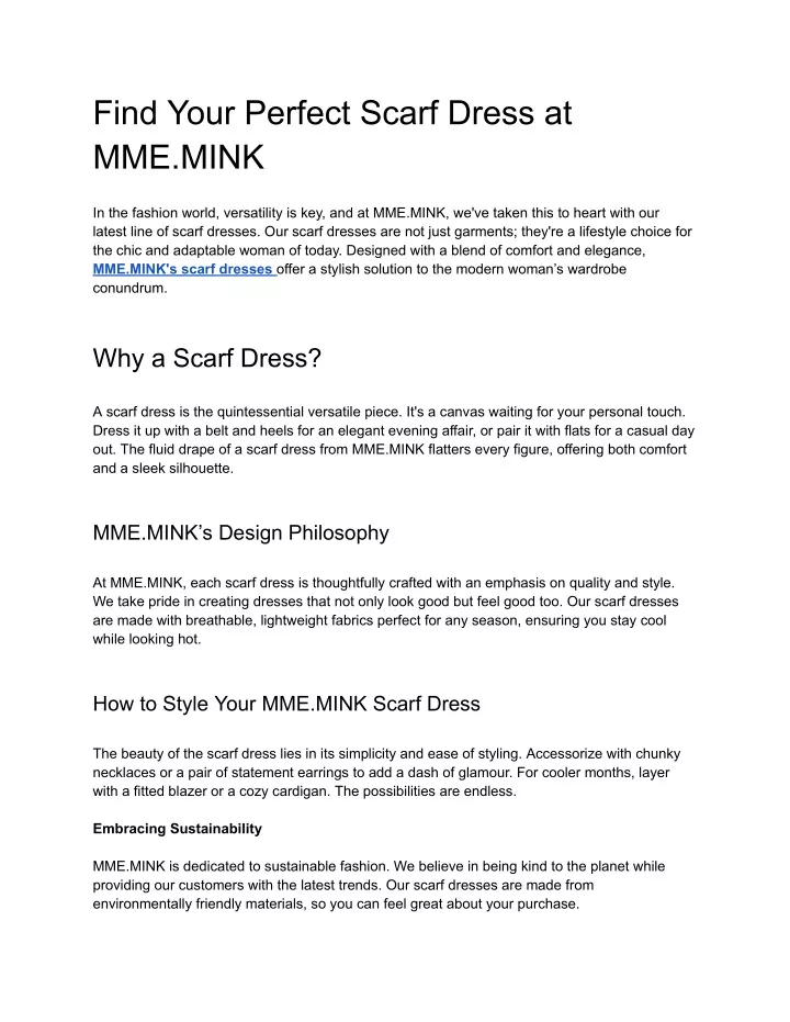 find your perfect scarf dress at mme mink