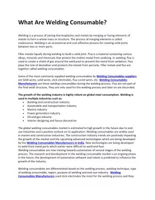 What Are Welding Consumable