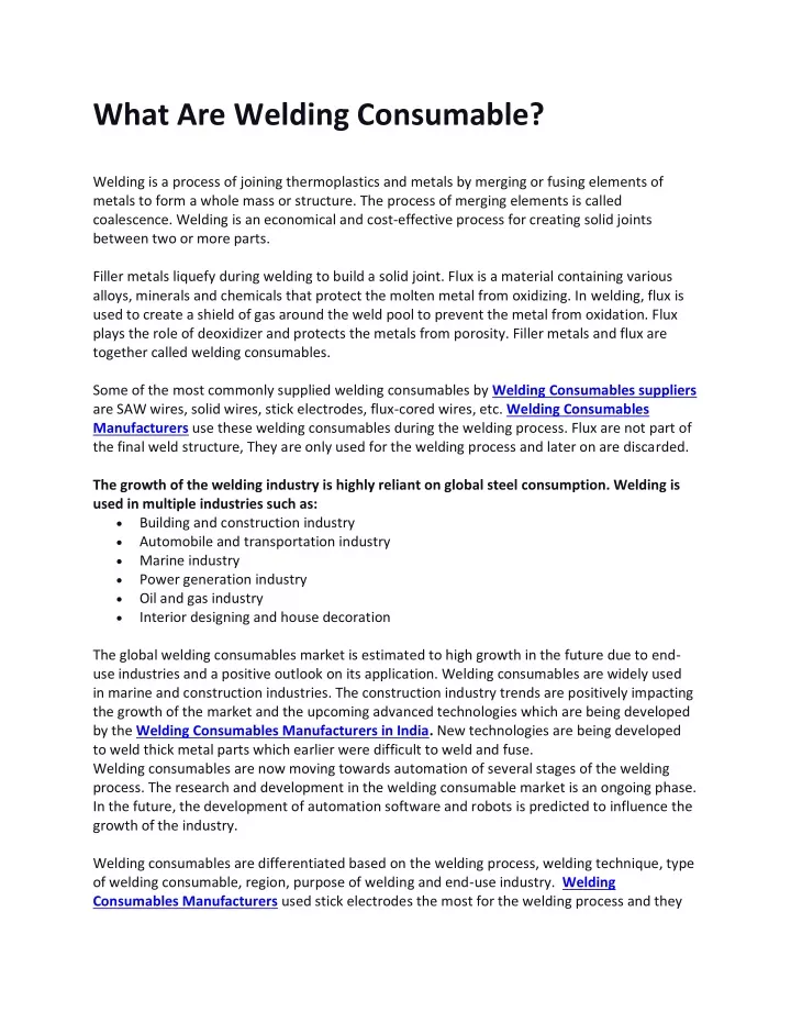 what are welding consumable welding is a process