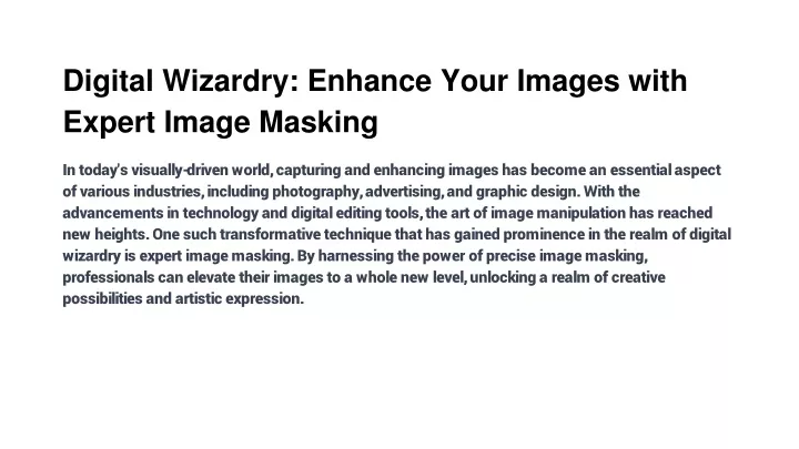 digital wizardry enhance your images with expert