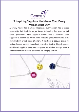 Sapphire Necklaces That Every Woman Must Own