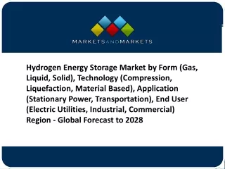Hydrogen Energy Storage Market Offered in New Research Forecast through 2028
