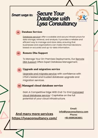 Manage your data with Lysa database management service.