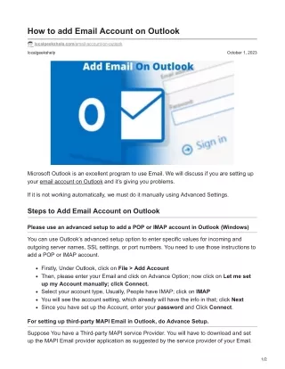 How to add Email Account on Outlook