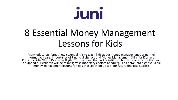 8 essential money management lessons for kids