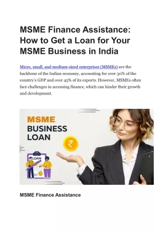 How to Get a Loan for Your MSME Business in India