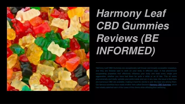 harmony leaf cbd gummies reviews be informed