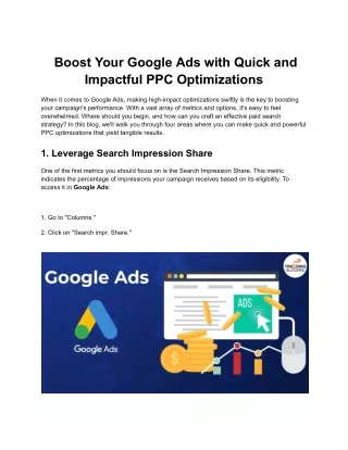 Boost Your Google Ads with Quick and Impactful PPC Optimizations