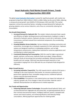 Smart Hydraulics Fluid Market