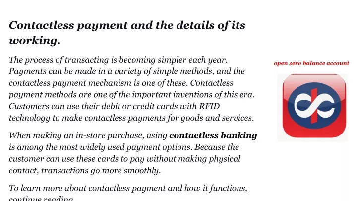 contactless payment and the details