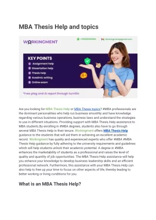 mba thesis help and topics