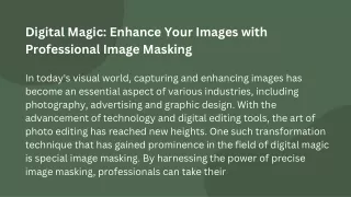 Digital Magic Enhance Your Images with Professional Image Masking