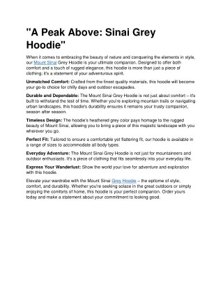 "A Peak Above: Sinai Grey Hoodie"