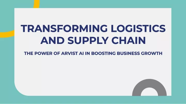 transforming logistics and supply chain