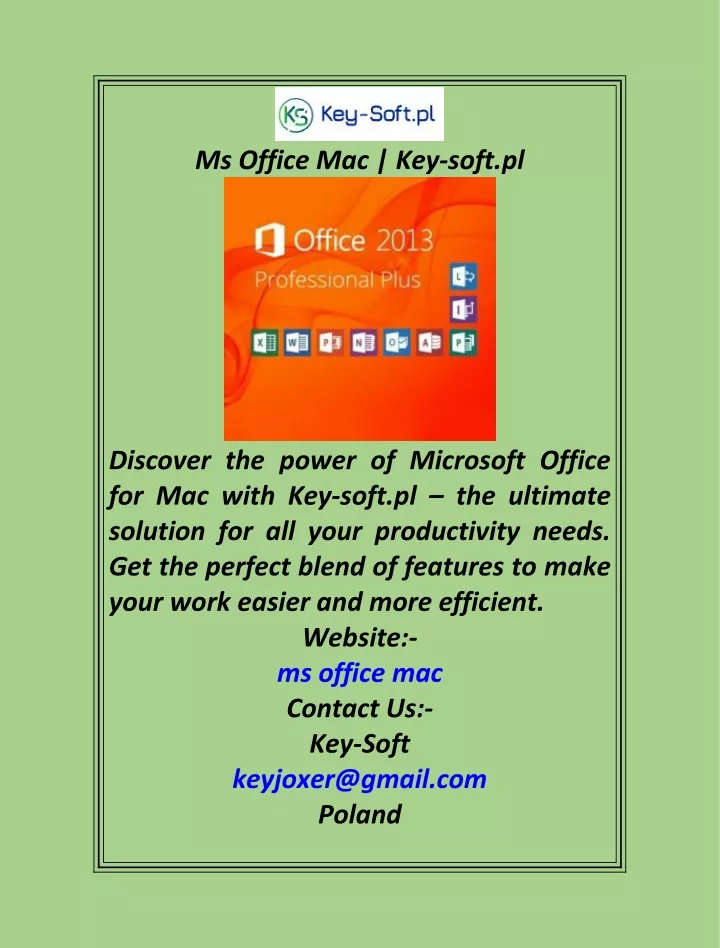 ms office mac key soft pl