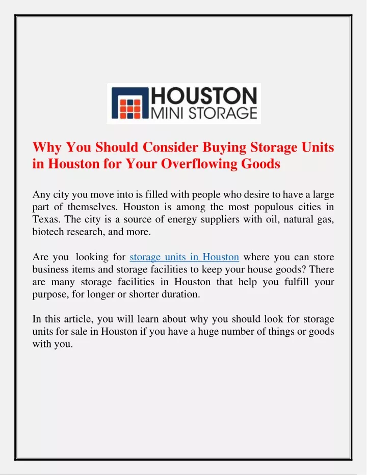 why you should consider buying storage units