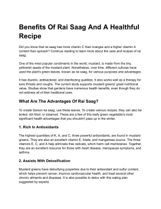 Rai Saag Benefits And Healthy Recipe_ ToneOp