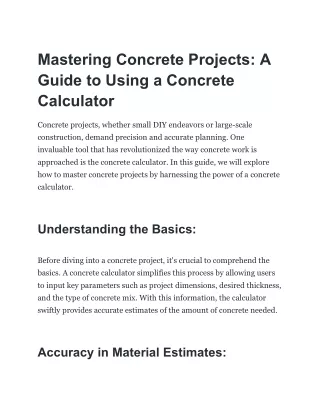 Mastering Concrete Projects_ A Guide to Using a Concrete Calculator