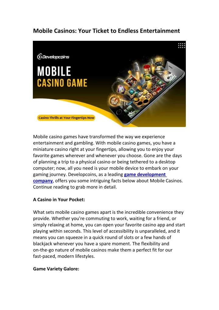 mobile casinos your ticket to endless