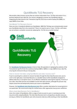 Recover lost data with QuickBooks Auto Data Recovery