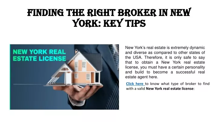 finding the right broker in new finding the right