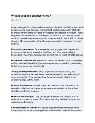 What is a space engineer's job?