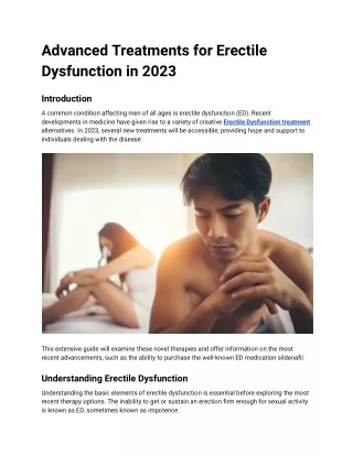 Advanced Treatments for Erectile Dysfunction in 2023