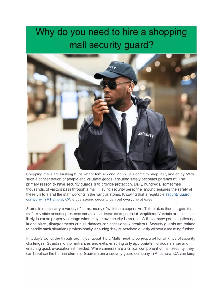 why do you need to hire a shopping mall security