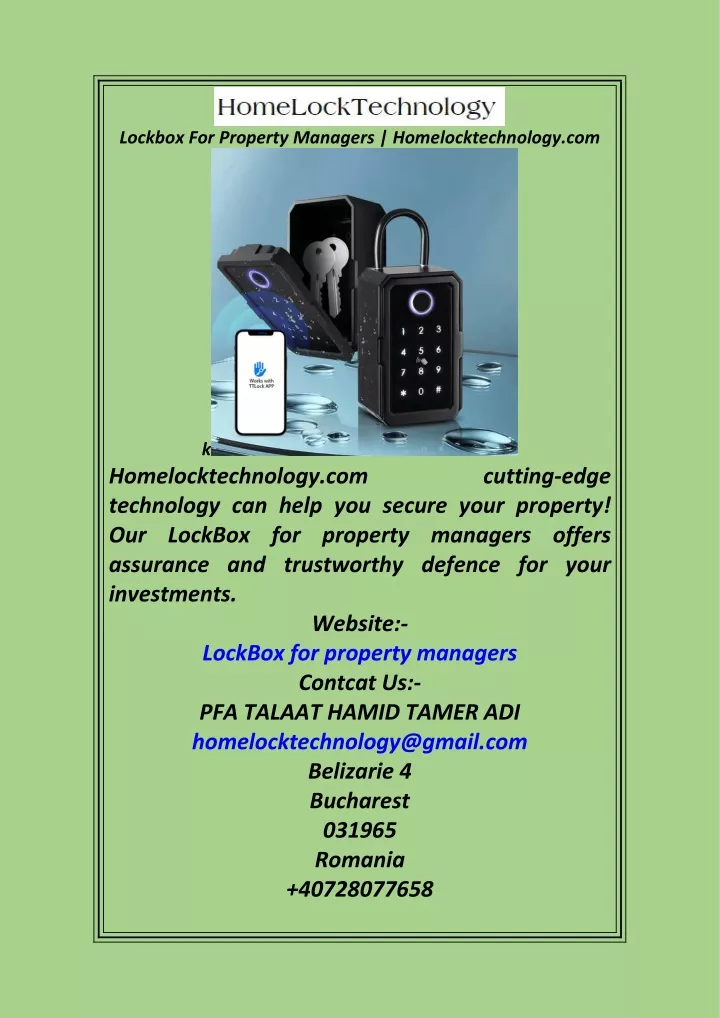 lockbox for property managers homelocktechnology