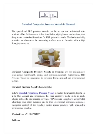 Durashell Composite Pressure Vessels in Mumbai