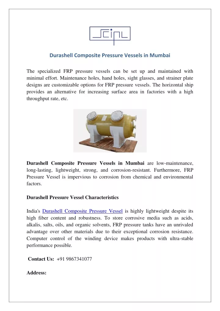 durashell composite pressure vessels in mumbai