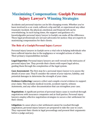 Maximizing Compensation Guelph Personal Injury Lawyer's Winning Strategies